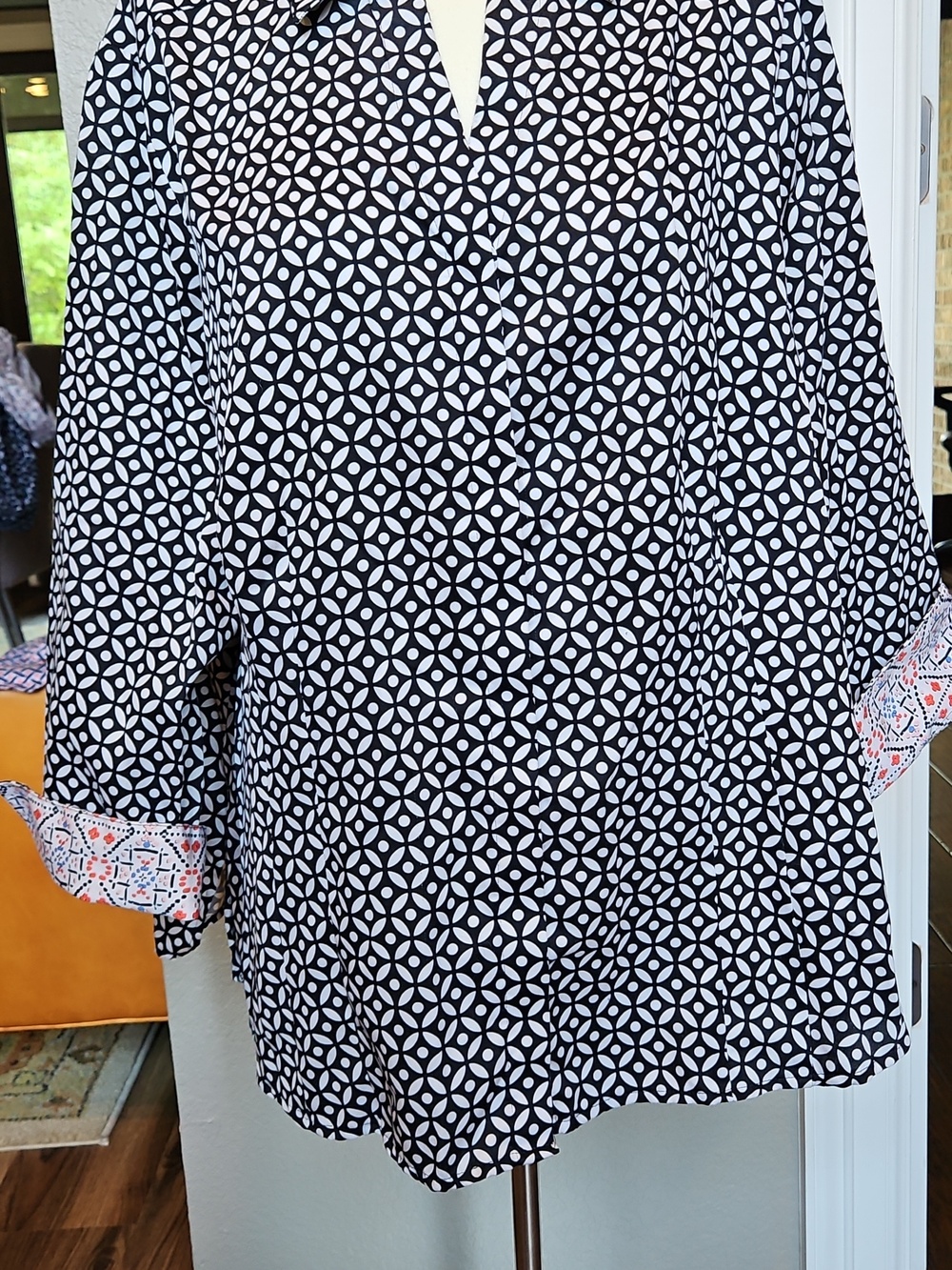 FOXCROFT NYC 3/4 Sleeve Button Down Shirt Sz 18W Fitted